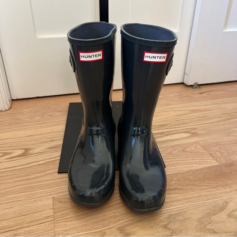 Hunter Original Short Gloss Rain Boots in Dark Slate Gray